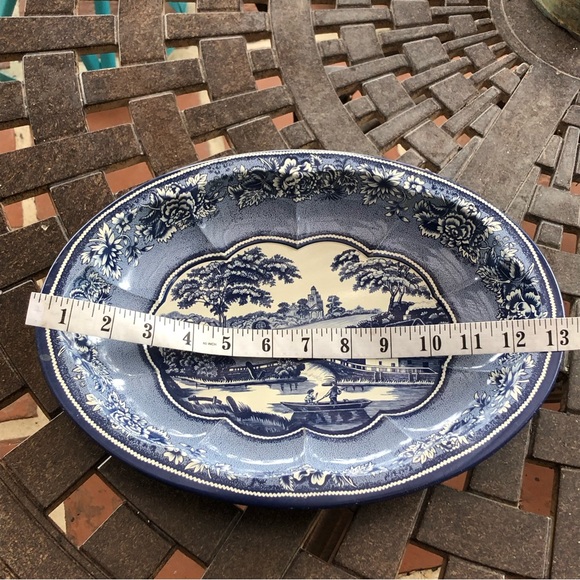 Vintage DAHER Decorated Ware Tin Blue/White OVAL TRAY Made in England - Picture 6 of 9